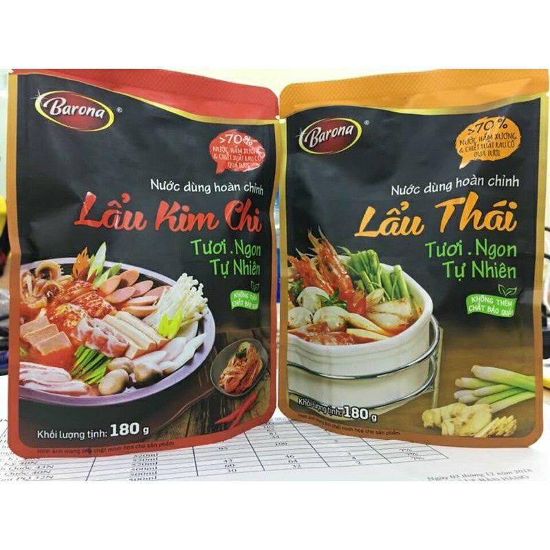 Nước Lẩu Thái Hoàn Chỉnh Barona 180g. Lẩu Thái/ Lẩu Kim Chi/ Lẩu Cua