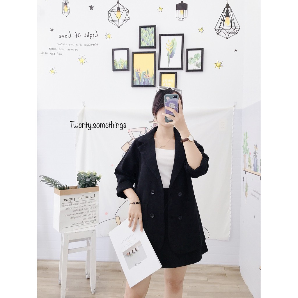 Set 2 Món Blazer Đen & Chân Váy Chữ A (ảnh thật/sẵn/video) | BigBuy360 - bigbuy360.vn