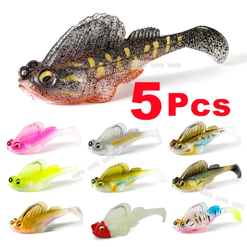 Bộ 5 Mồi Câu Cá Giả Đầu Chì Bằng Nhựa Mềm 14g