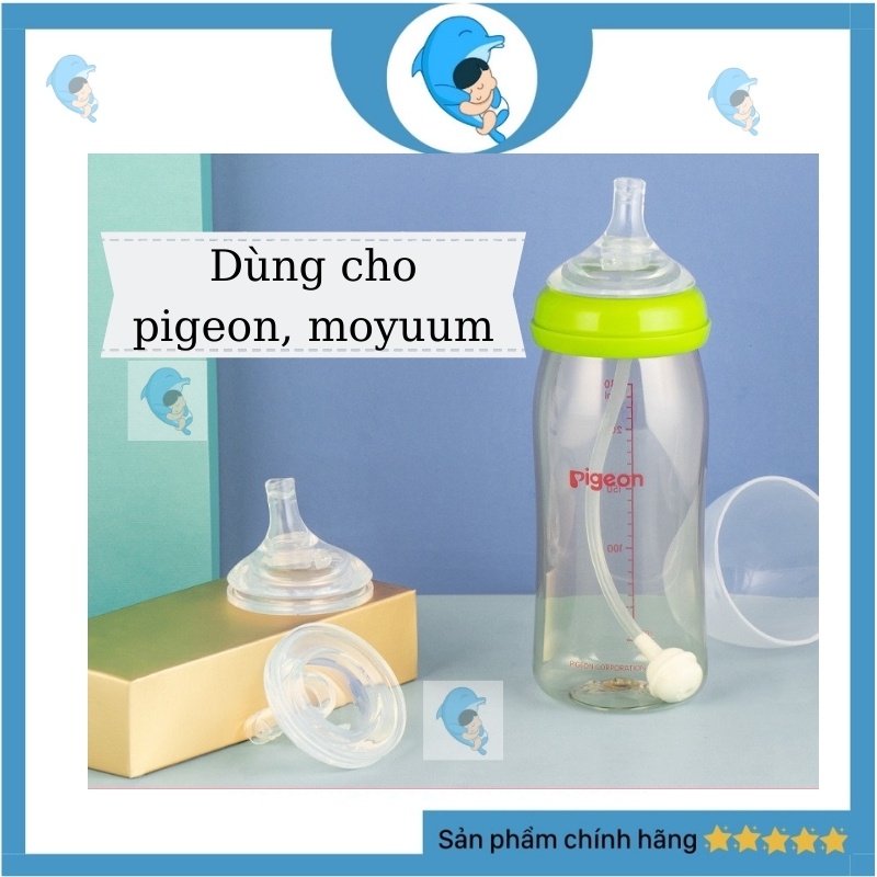 Núm Ống Hút Silicon An Toàn Tiện Lợi Cho Bé Tập Hút Thay Thế Núm Ti Thành Bình Uống Nước, Dốc Không Chảy Nước