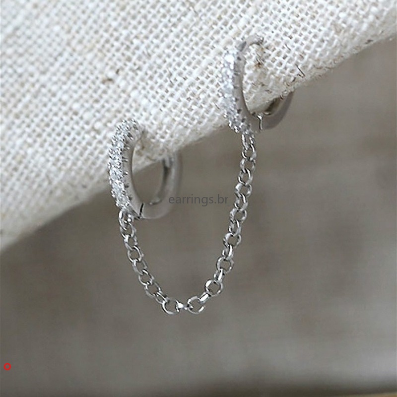 Khuyên tai dây xích đôi phong cách đơn giản thời trang dành cho nữ