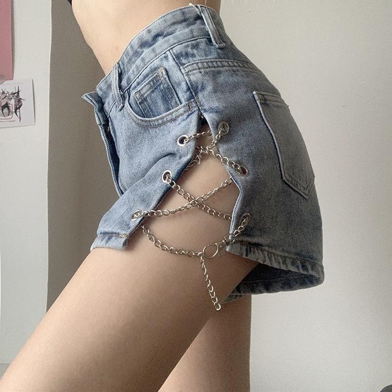 Quần Short Jean Lưng Cao Plus Size Cho Nữ