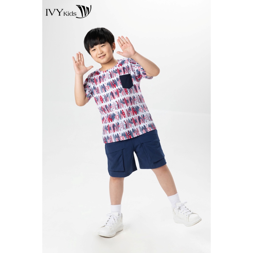 Bộ 2 Áo thun túi trước bé trai IVY moda MS 57K1475