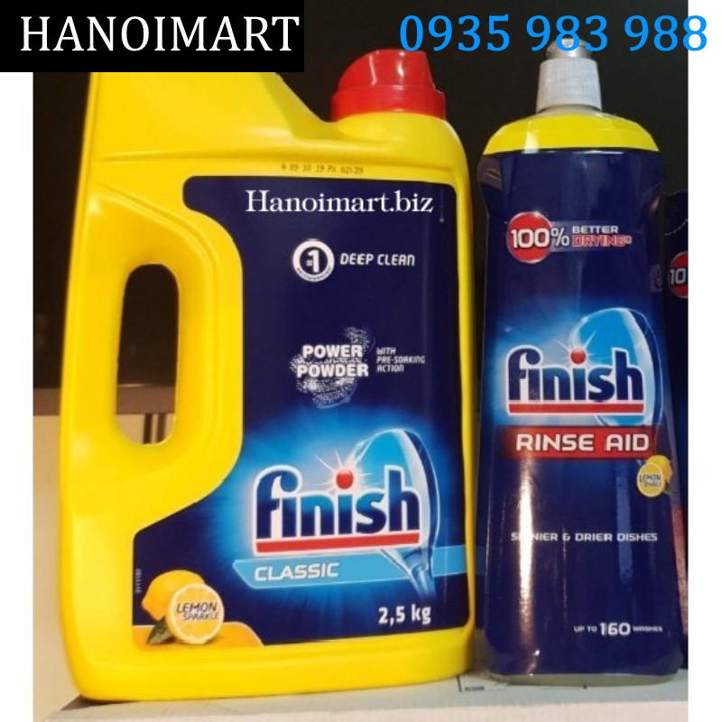 Combo Nước làm bóng finish 800ml + 2.5kg Bột rửa bát Finish - Hanoimart