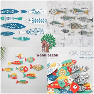 Bộ cá decor cao cấp, cá dán tường trang trí phòng siêu xinh 9 cá