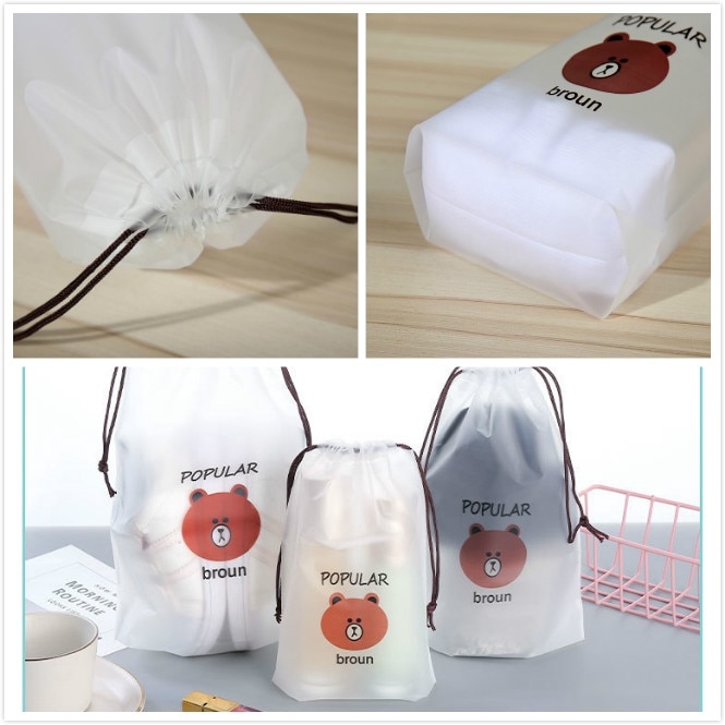 Túi Đựng Dây Rút Trong Suốt Đựng Đồ Trang Điểm Thiết Kế Tiện Lợi