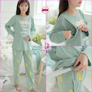 Bộ dài tay sau sinh Thu Đông Dày Dặn H124