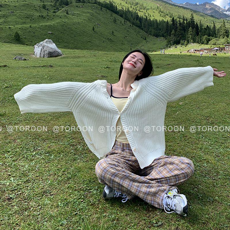 Áo Khoác Cardigan Cotton Hai Lớp Trước Và Sau Thời Trang Mùa Thu 2022 Mới