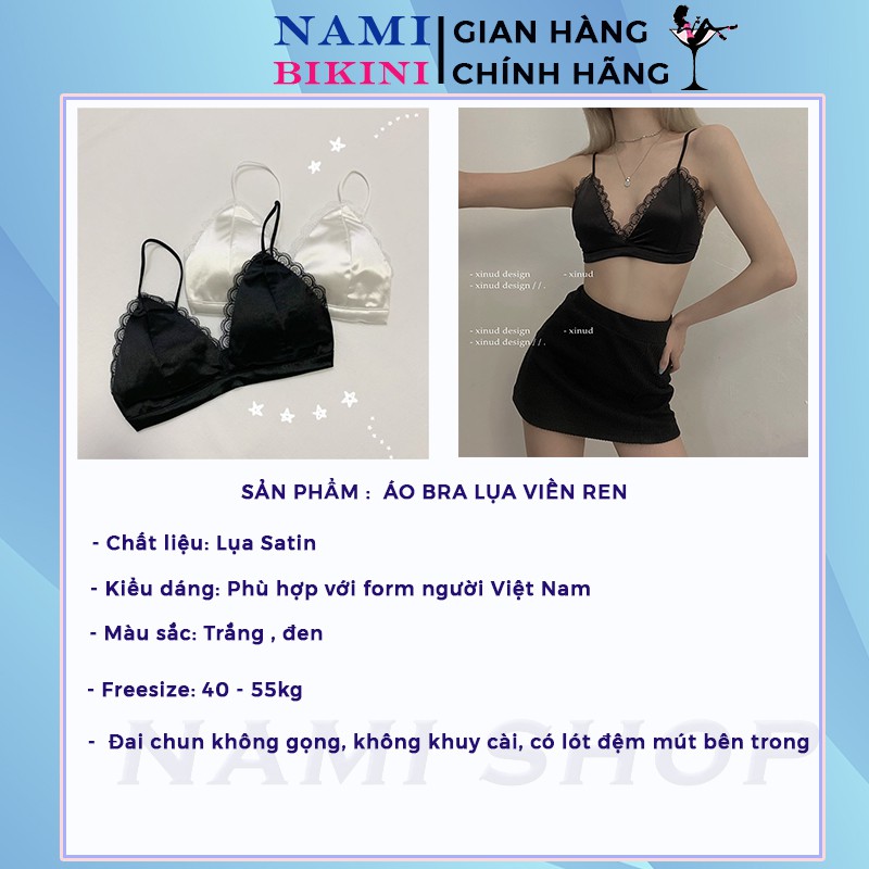 Áo bra lụa viền ren áo ngực gợi cảm có mút nâng ngực áo lót không gọng Nami | BigBuy360 - bigbuy360.vn
