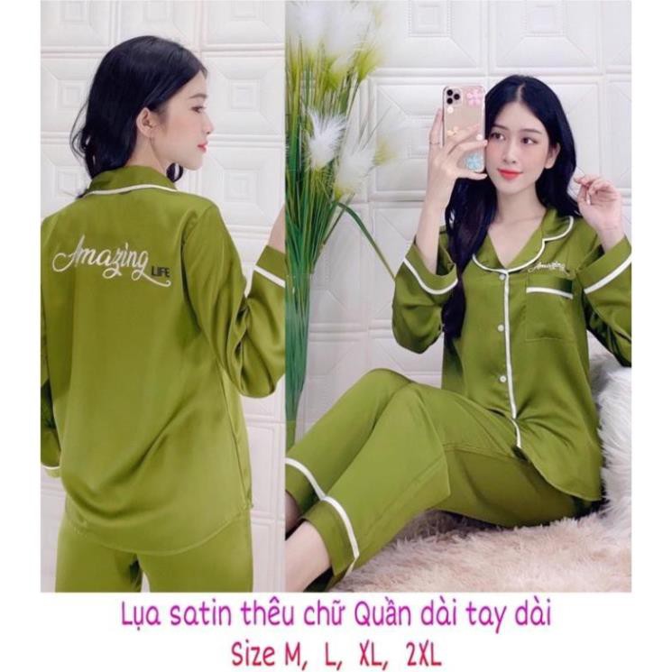 BIG SIZE XL-XXL(55-75kg)👘, pijama lụa satin phối xịn, tay ngắn và tay dài ྆ ྇ ༴