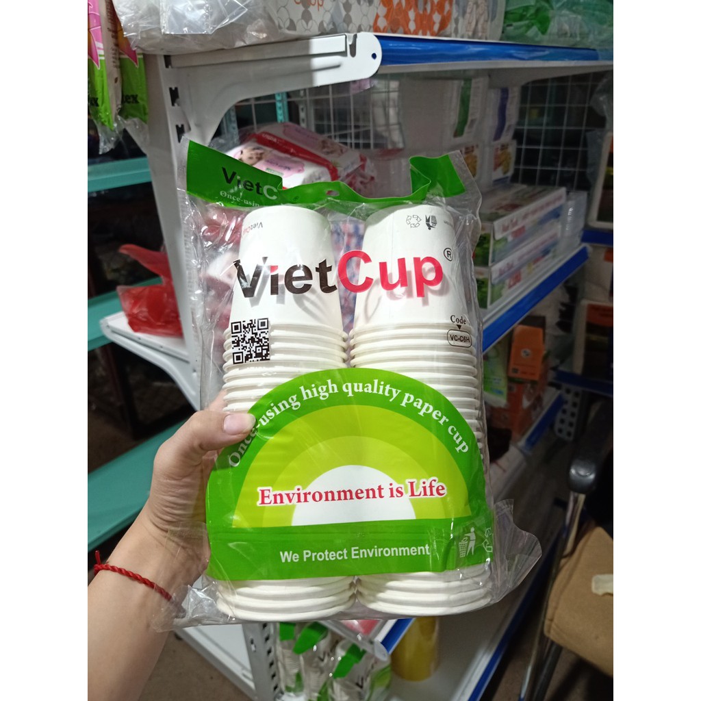 50 ly giấy 180ml ( không kèm nắp ) đựng cà phê nóng, cacao nóng, chanh - Coffee take away paper cup 6oz