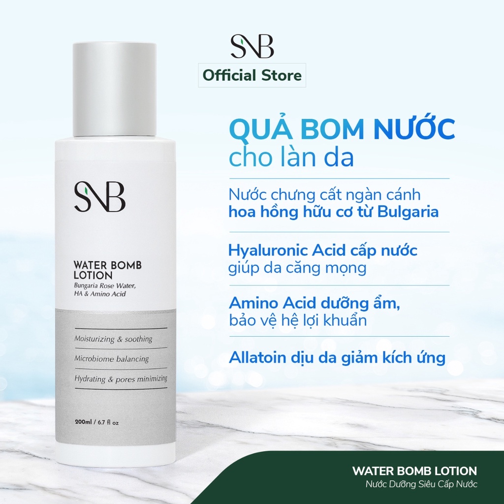 Nước Dưỡng Siêu Cấp Nước Water Bo.mb Lotion SNB 200ml Cân Bằng pH, Làm Dịu Da - Da Căng Bóng Chỉ sau 1 tuần sử dụng