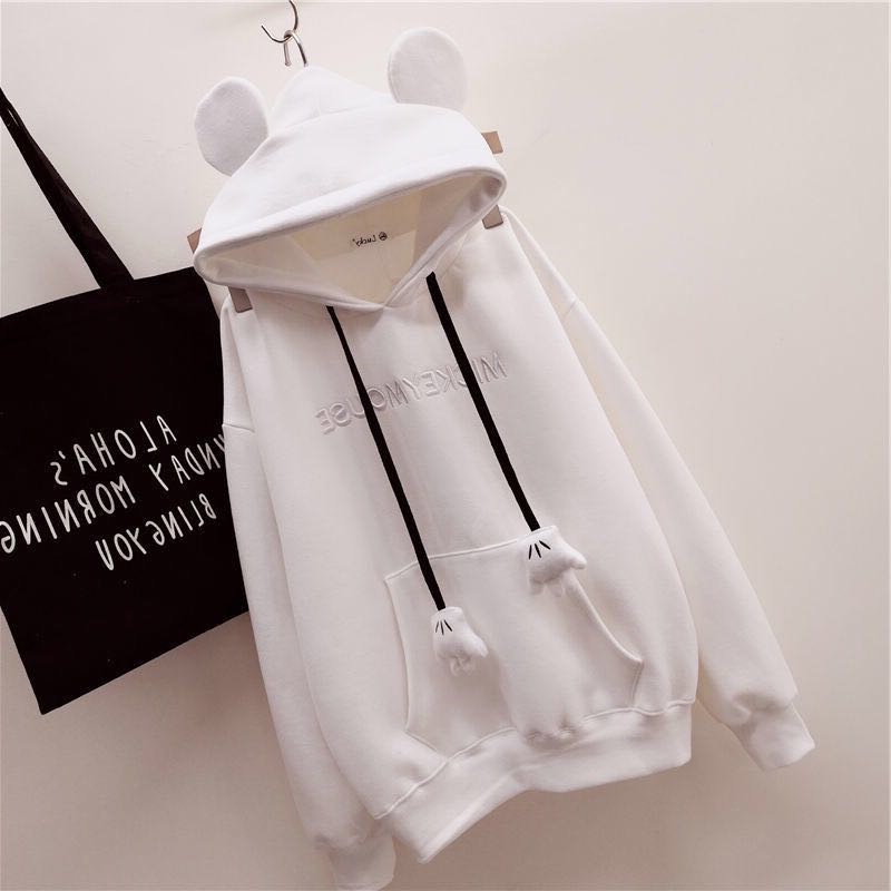 Áo hoodie nữ tai thỏ chùm đầu chất nỉ ngoại siêu dày dặn