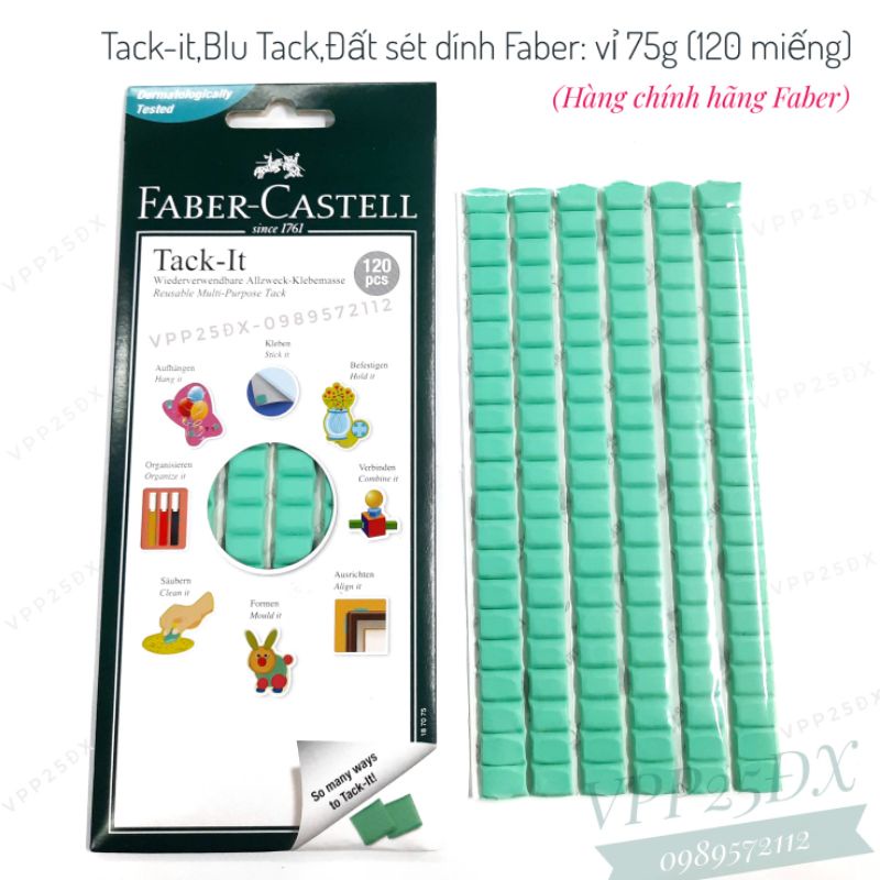 (Vỉ 75g) blu tack-Đất sét dính-miếng dính đa năng-Tack it FaBer CasTELL. 75g-120pcs