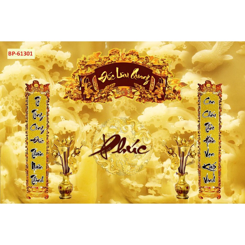 Tranh dán tường 3D vải lụa 3d cao cấp giành cho phòng thờ