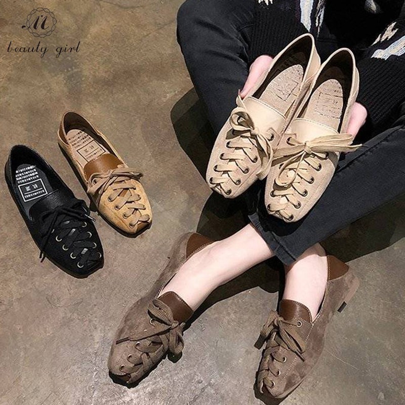 Giày búp bê mũi vuông đế bằng thời trang cho nữ sinh | BigBuy360 - bigbuy360.vn