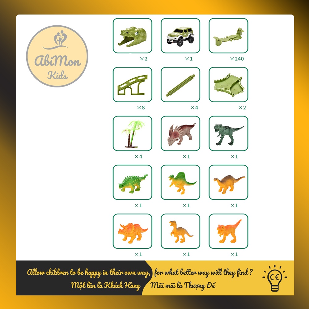 Đồ Chơi Lắp Ghép Đường Đua Khủng Long Cho Bé (240 chi tiết) ☘️ Montessori ✨ Đồ chơi Giáo Dục - An toàn - Thông minh