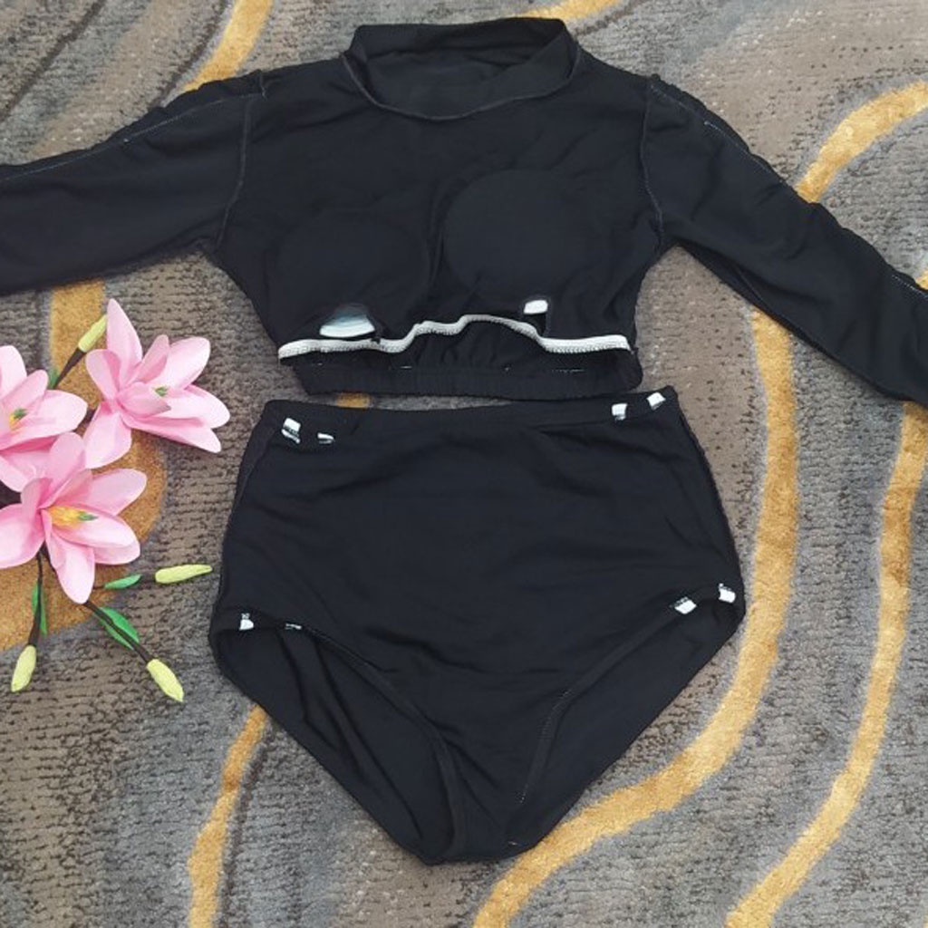 [HÌNH THẬT] Bộ đồ bơi áo croptop dài tay quần short năng động BK-552i