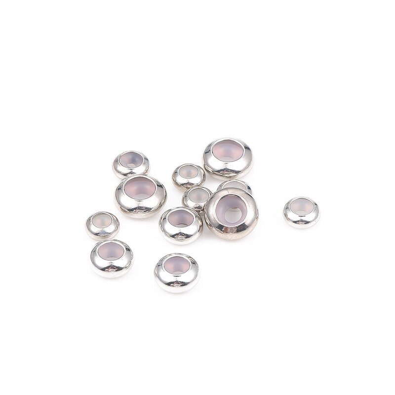 10 Chiếc Đồng Tròn Hạt Silicon Cao Su Mịn Miếng Đệm Định Vị Nút Chặn Hạt Phù Hợp Với Vòng Tay Lắc Tay Vòng Cổ