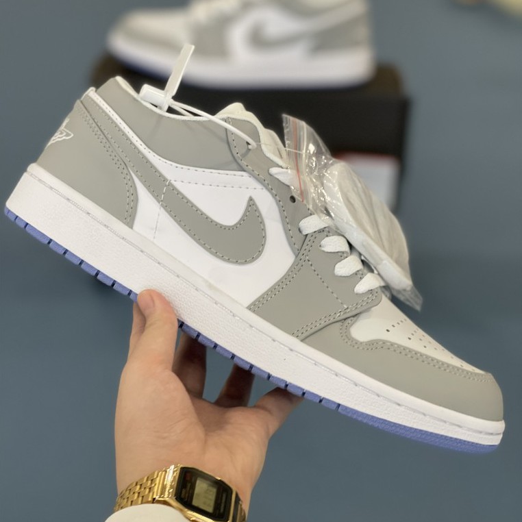 Giày Sneaker Nam Nữ Jordan 1 Low Wolf Grey (W) Xám Fullbox, Giày thể thao nữ nam hot trend 2021