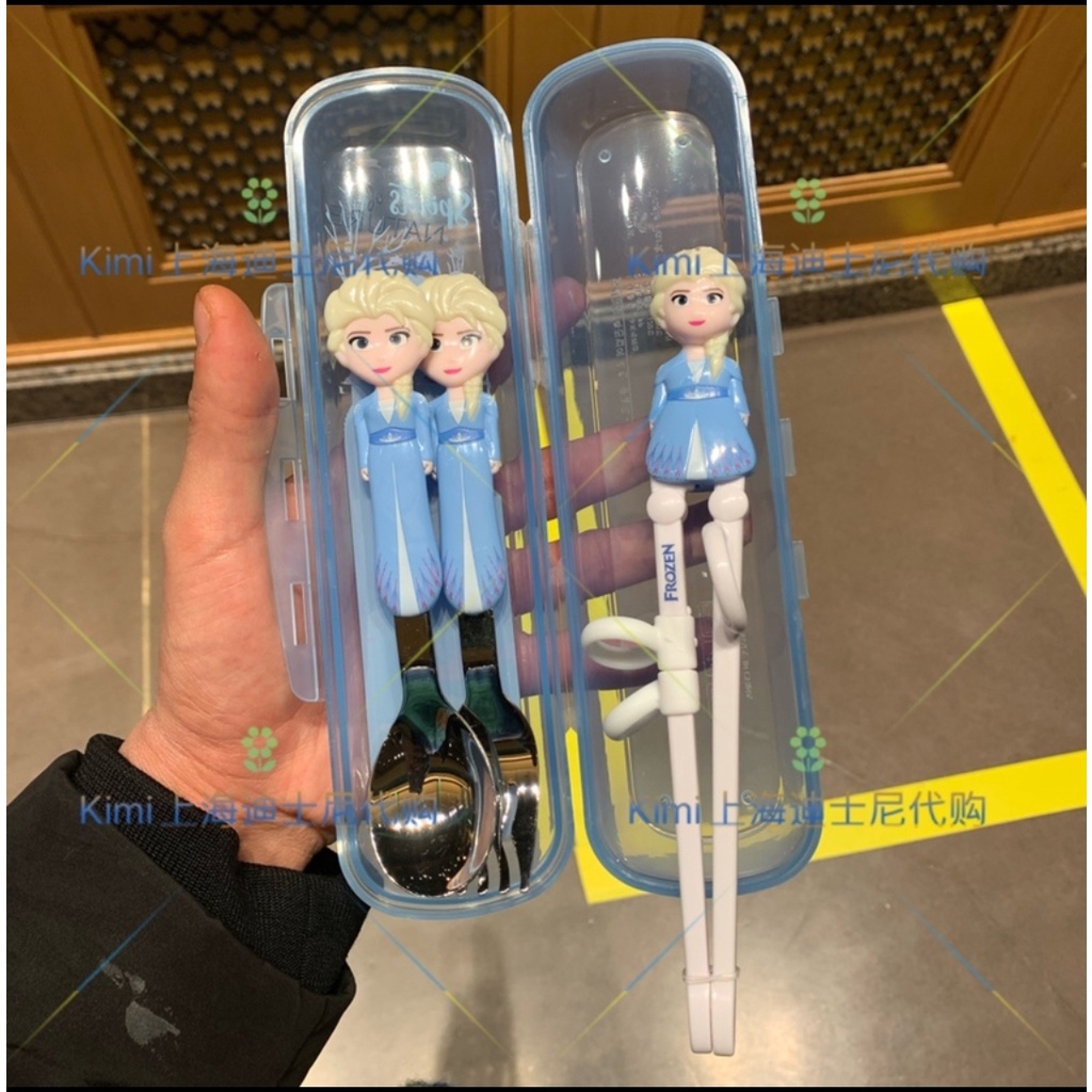 Các set bộ dụng cụ ăn uống 2,3,4 món muỗng + đũa + nĩa + hộp Disney hình công chúa Elsa Frozen 2