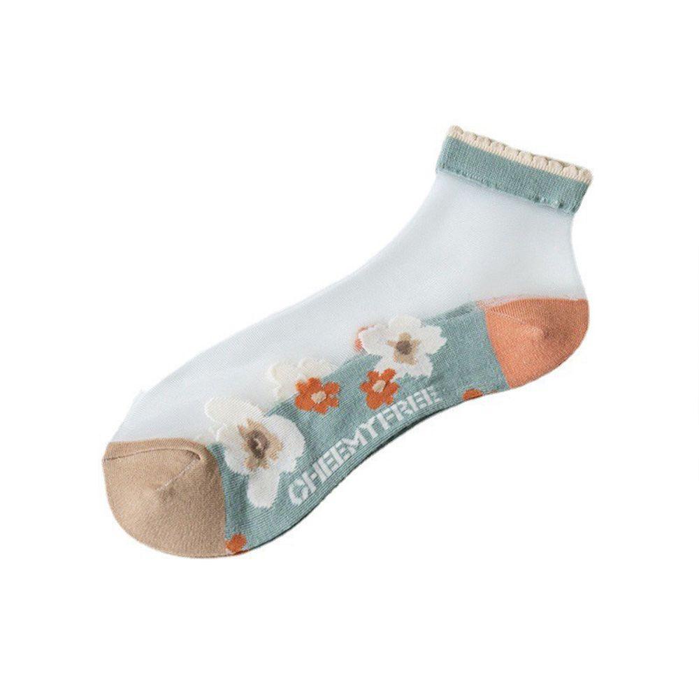 Vớ Cổ Thấp Bằng Vải Lụa Cotton Mỏng Thoải Mái In Họa Tiết Hoa Cổ Điển Thời Trang Cho Nữ