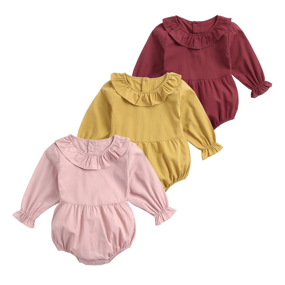 Áo liền quần Sanlutoz tay dài bằng cotton phong cách công chúa cho bé gái (3 màu)