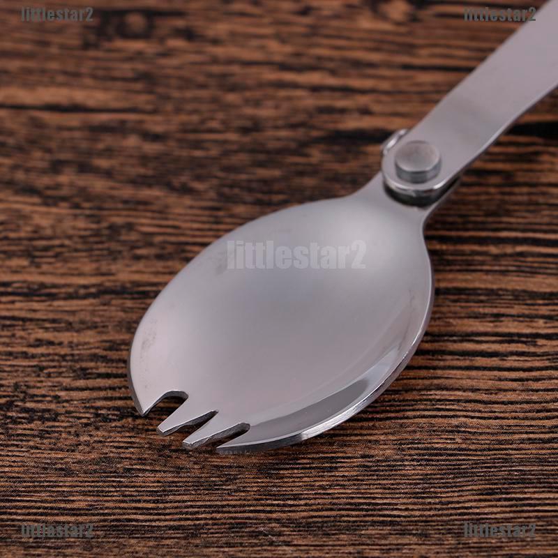 Bộ Muỗng / Nĩa Mini Bằng Thép Không Gỉ Có Thể Gấp Gọn Tiện Lợi Khi Đi Du Lịch
