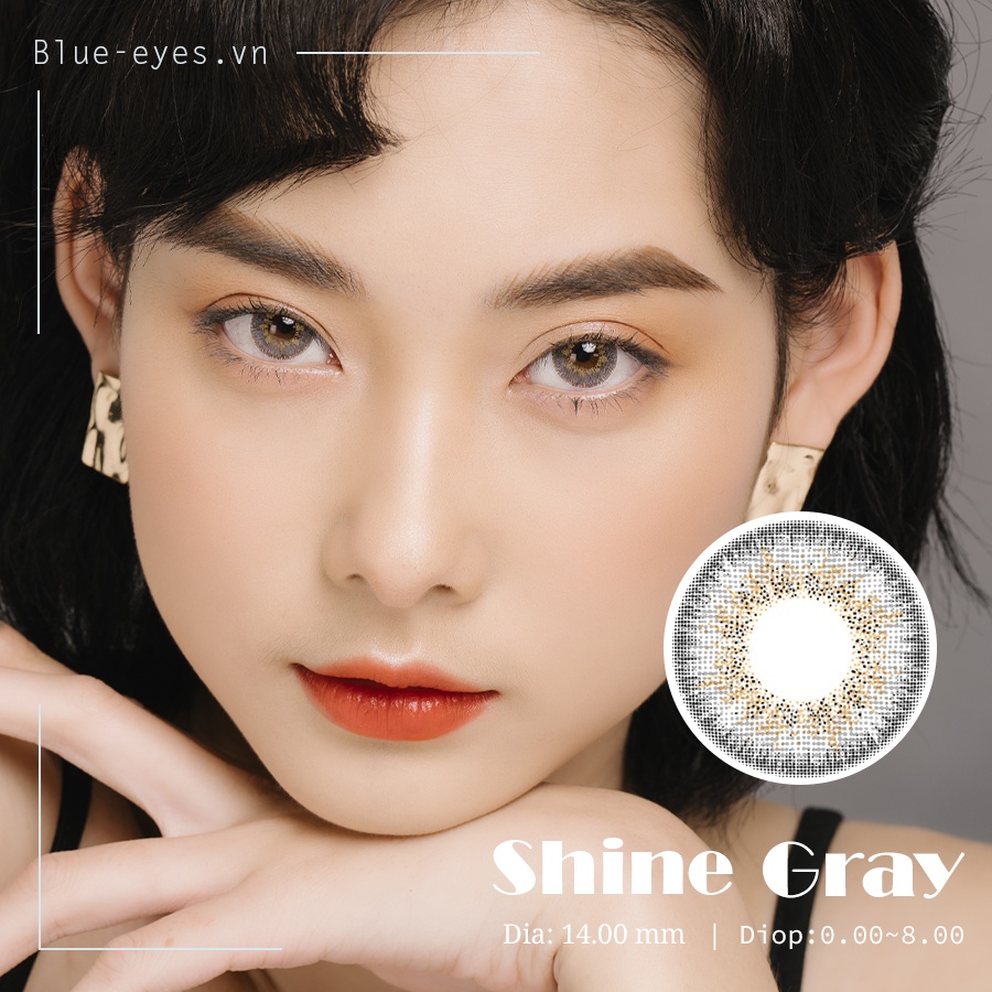 Lens Hàn Quốc Blue Eyes - SHINE GRAY  -  Lens cận thời trang màu xám tây có viền -  Lens Made in Korea