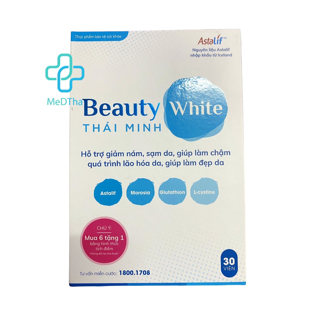 Viên uống trắng da Beauty White Thái Minh - Làm đẹp da, chống lão hóa, giảm nám, sạm da (30 viên) [Chính hãng]