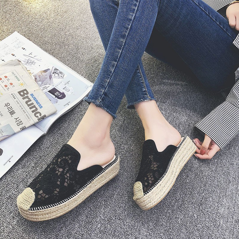 Dép Đan Cói Đế Dày Phối Ren Thời Trang Cho Nữ | BigBuy360 - bigbuy360.vn