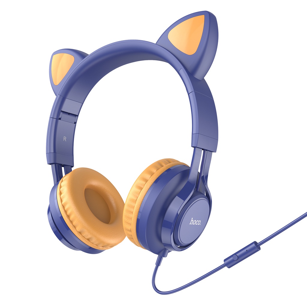 Tai nghe chụp tai HOCO. W36 tích hợp micro giắc cắm 3.5mm hình tai mèo dễ thương