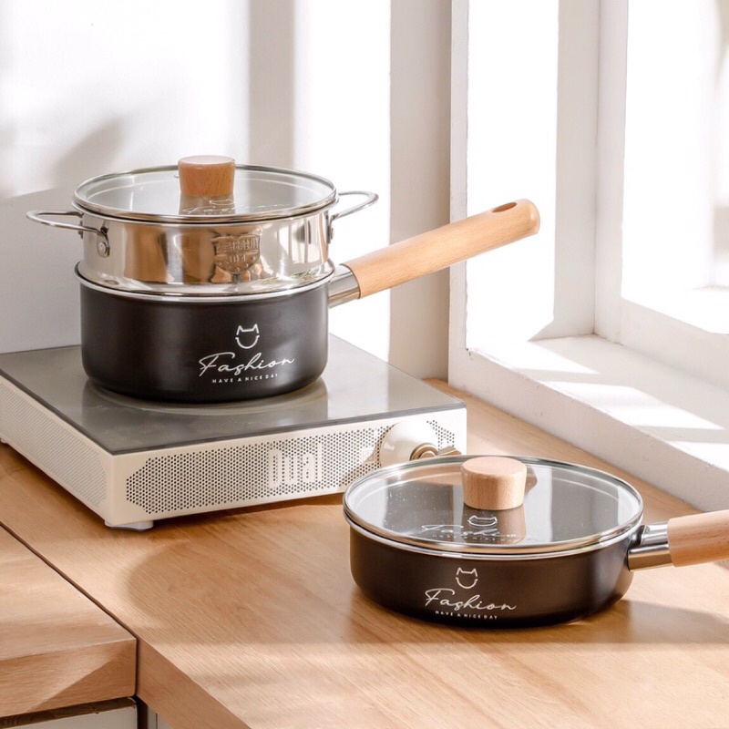 Nồi chảo Fashion, Bộ nồi chảo kèm xửng hấp cho bé ăn dặm quà tặng hấp dẫn