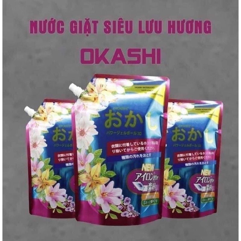 Nước giặt siêu lưu hương okashi - THÙNG 8 GÓI - Chuẩn Đậm Đặc
