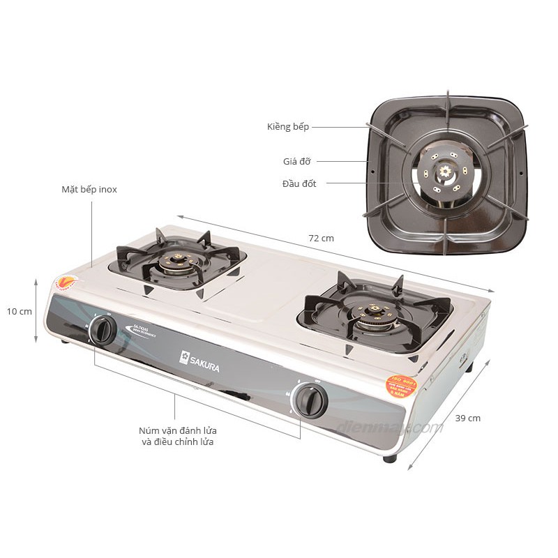 Kiềng bếp ga Sakura, Sử dụng cho dòng bếp Sakura mặt inox, mặt men SA-640AS, 742AS...combo 2 cái