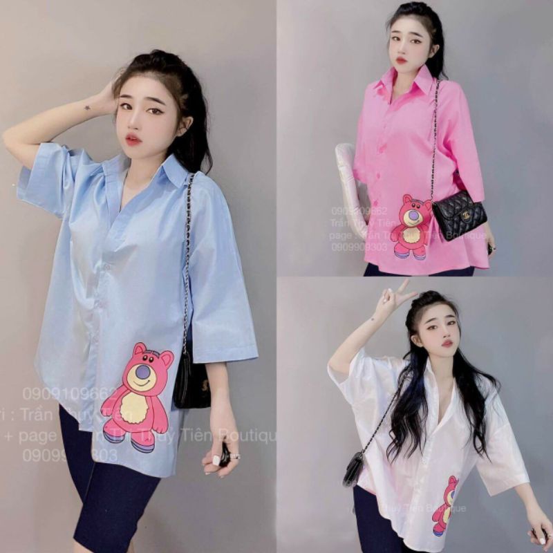 áo sơ mi con gấu tay ngắn siêu xinh shop Tiến Linh
