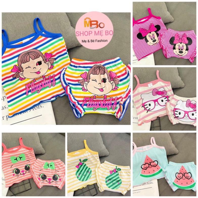 Đồ bộ hai 2 dây bé gái thun cotton xuất dư micky, vịt donal đang yêu - sỉ quần áo trẻ em