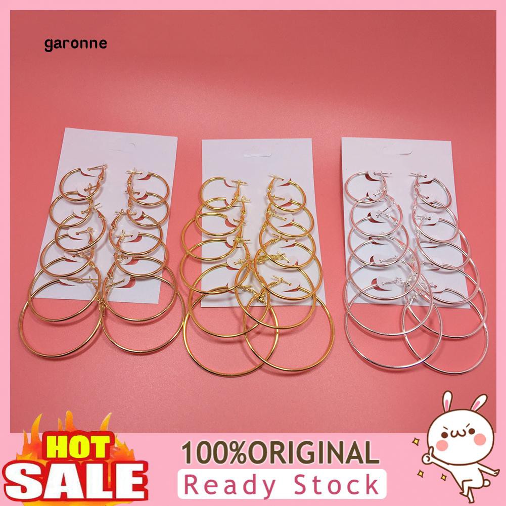 GA_6 Pairs Fashion Circle Hoop Dangle Earrings Women Celebrity Eardrop Jewelry Gift