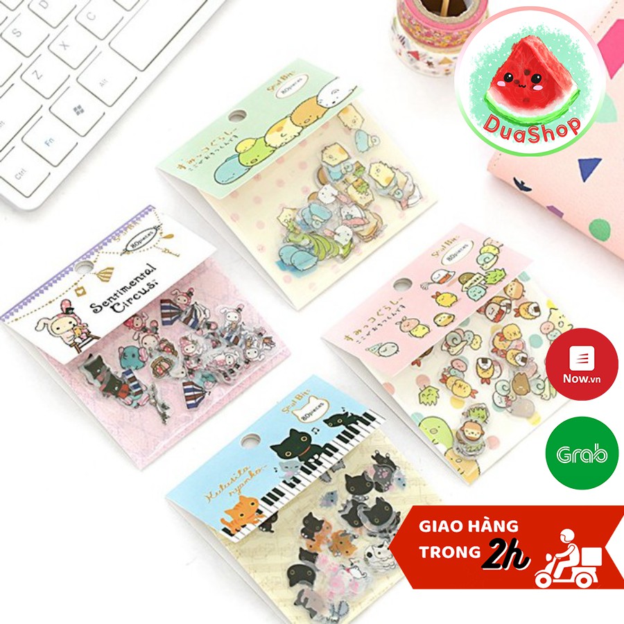 Set 80 Sticker Trang Trí Sổ Tay/ Planner/ Điện Thoại/ Nhật Ký Hoạt Hình Đáng Yêu - Hình Dán Trang Trí 🍉Duashop🍉