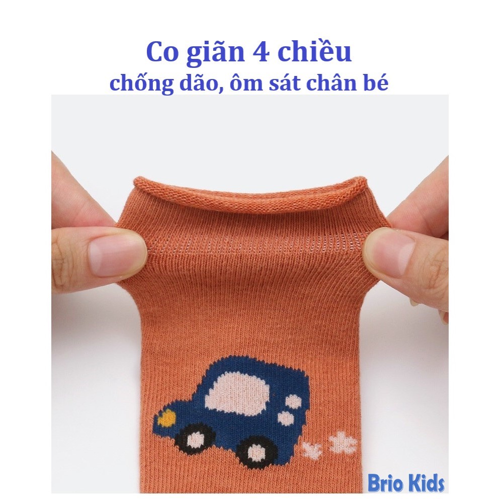 Set 3 đôi tất  Cotton có đế Chống Trượt bằng Silicon mềm mại cho bé trai, bé gái tập đi –