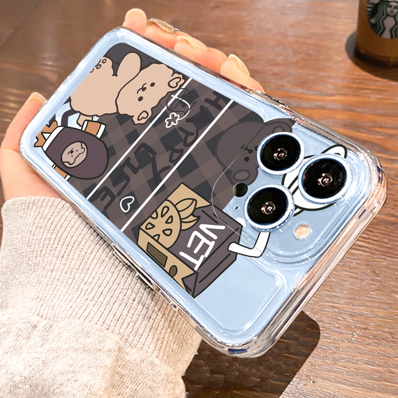 Suntaiho Ốp điện thoại TPU mềm in hình gấu thích hợp cho iPhone 13 12 11 Pro MAX 12Pro 7 8 Plus X XR XS MAX SE 2020