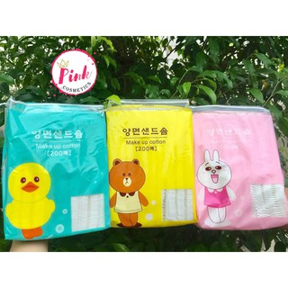 Bông tẩy trang Line Friends 200 miếng Gấu Vịt Thỏ