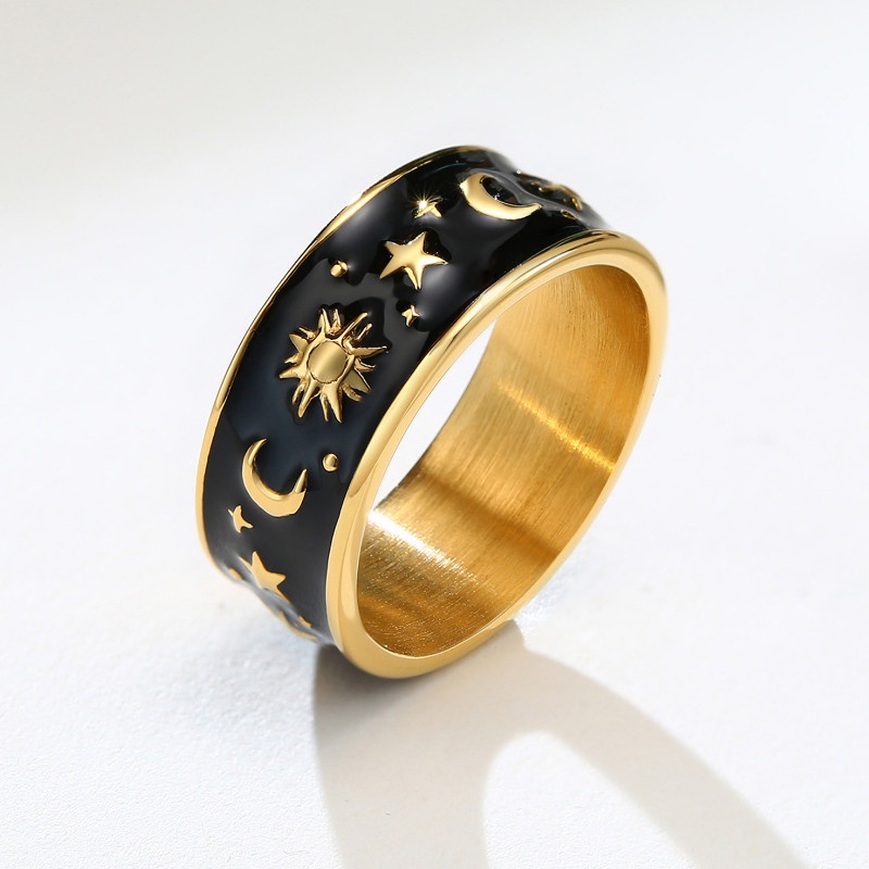 Nhẫn Nam Hình Trăng Sao Titan Ko Đen TT 4221