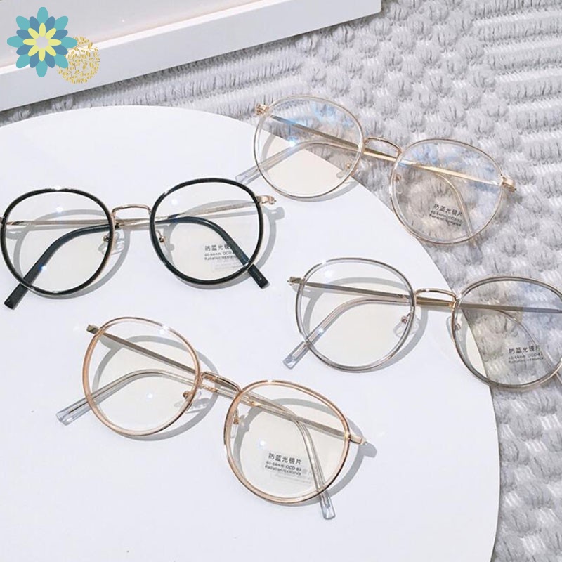 Mắt kính gọng tròn chống ánh sáng xanh thời trang giản dị cho nữ