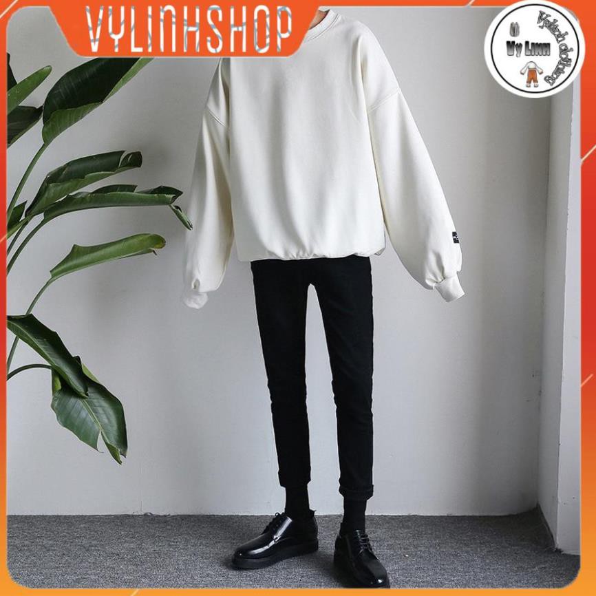 Áo sweter VYLINHSHOP áo nỉ trơn dài tay cổ tròn nam nữ unisex basic bo gấu dày ấm nhiều màu size XS-XL