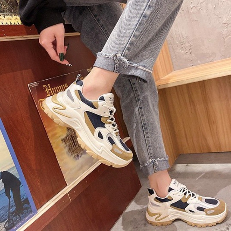 Giày MWC 0565 - Giày Thể Thao Nữ, Sneaker Đế Cao Phối Màu Thời Trang Cá Tính