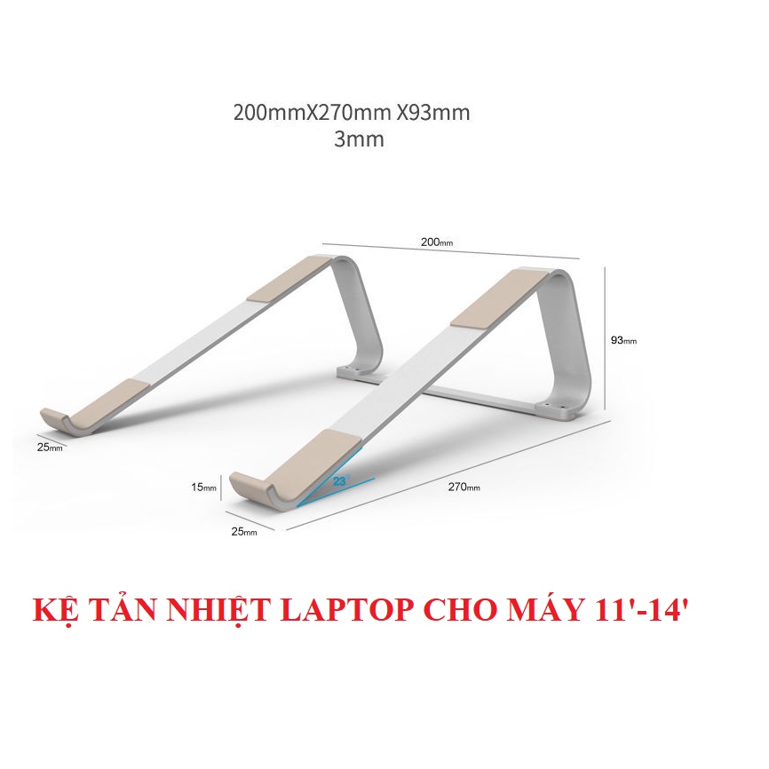 Giá Đỡ Laptop Macbook Crossline Nhôm chữ L kê tản nhiệt cho máy tính 14 inch, 15.6 inch, 13 inch, 17 inch để bàn