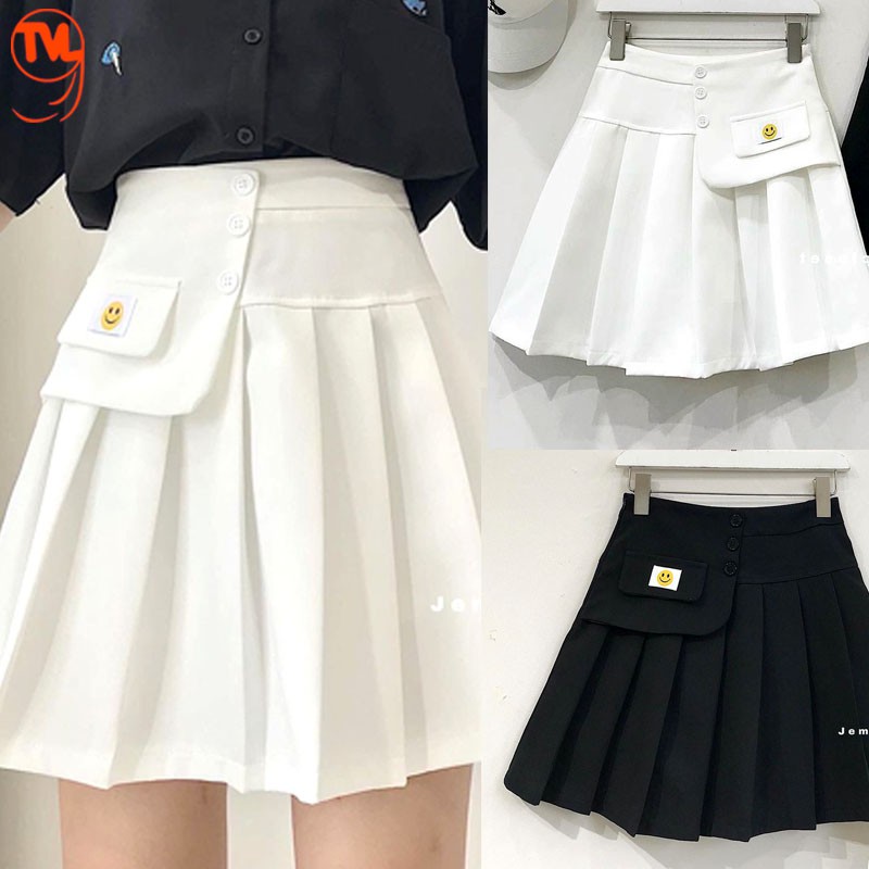 Chân váy tennis TV1999, váy mặt cười xếp ly cạp cao có khóa cạnh  hai màu trắng, đen chất liệu tuyết mưa cao cấp dày dặn | BigBuy360 - bigbuy360.vn