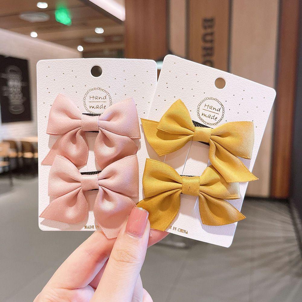 Bộ 2 Kẹp Tóc Màu Trơn Dễ Thương Cho Bé