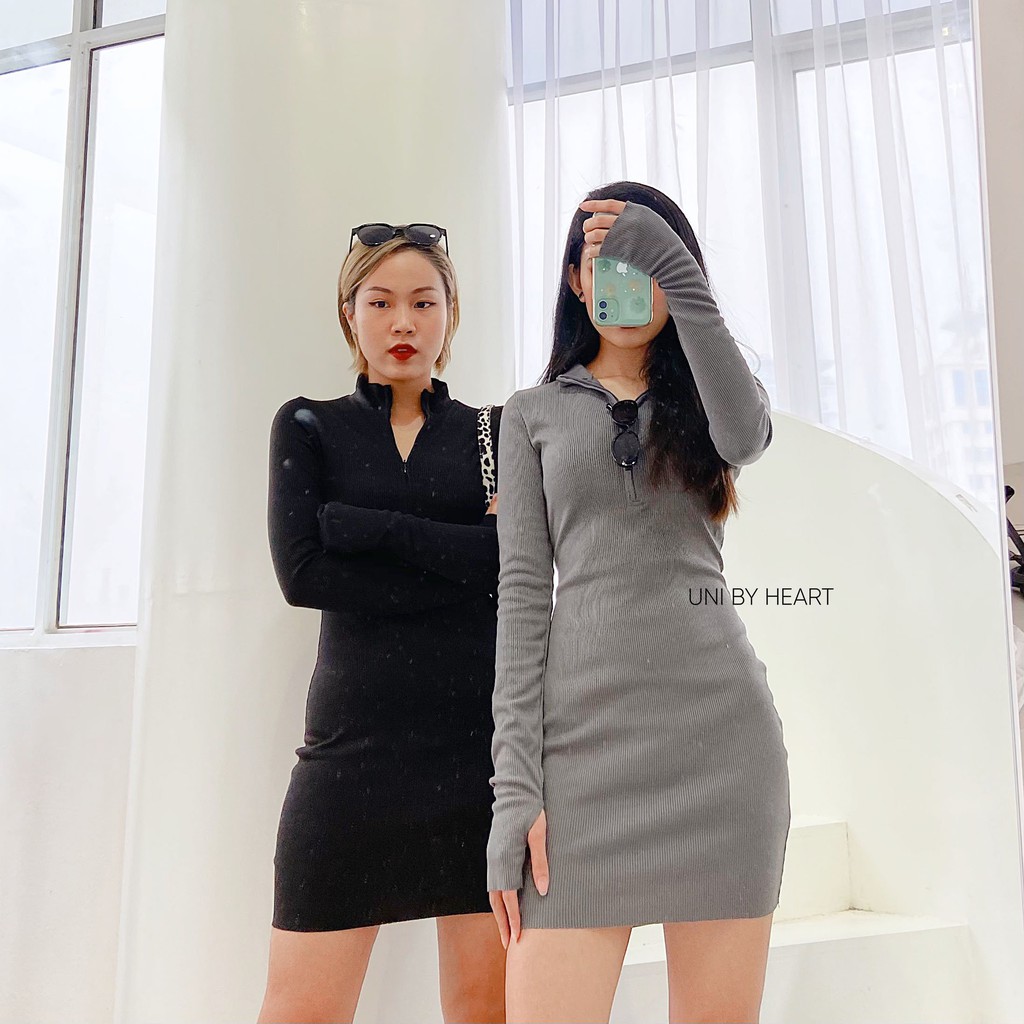 [Mã SKAMA06 giảm 8% tối đa 50K đơn 250K] Váy body nữ Chloe Dress VBD007 dáng ôm, thiết kế khóa kéo ngực - Uni By Heart | BigBuy360 - bigbuy360.vn